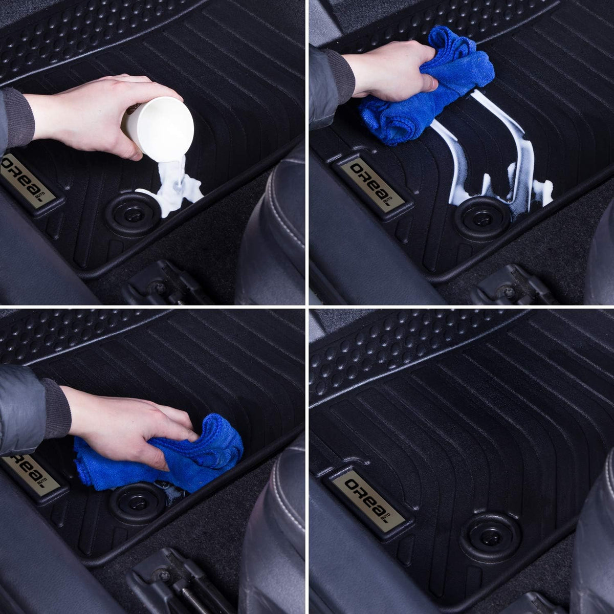 Black Front and Rear Car Mats for Toyota Highlander 7 Seats D53258