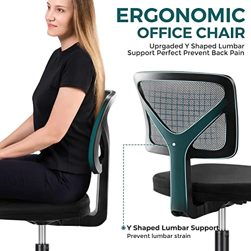 Black Ergonomic Mesh Mid Back Armless Desk Chair with Wheels K731