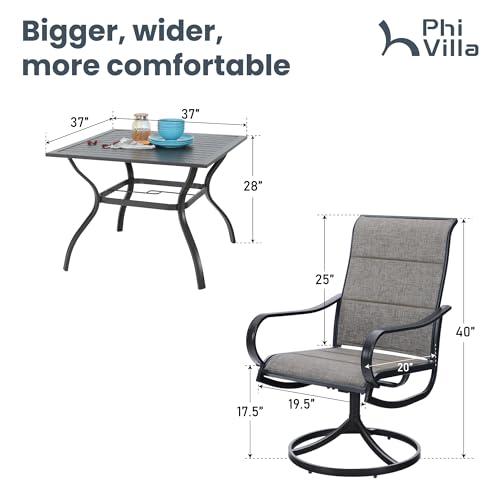 5 Pcs Patio Dining Set with Swivel Chairs and Metal Table U501
