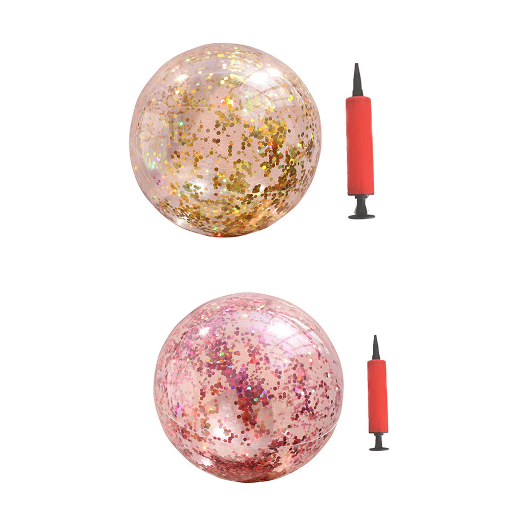Luxury Gold Sequin + Rose Gold Sequin 2pcs Inflatable PVC Beach Balls with Pumps Z736004