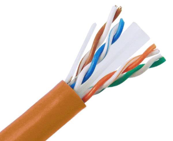 Cat6a Riser Bulk Ethernet Cable, Unshielded CMR, UTP, 23 AWG Orange H927