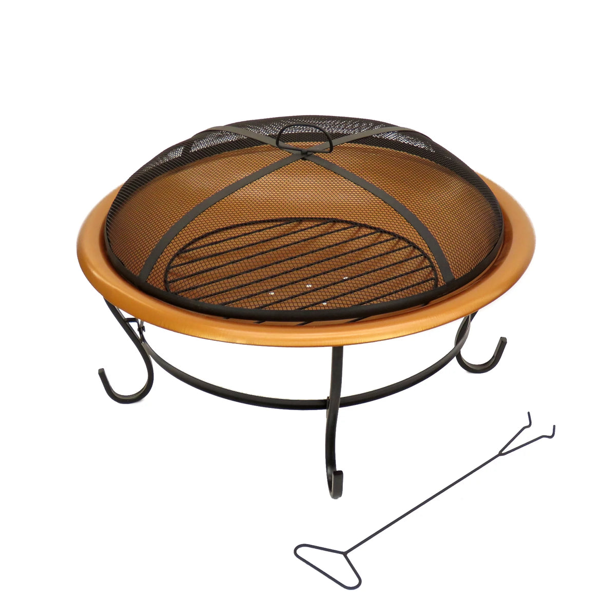 29" Copper Fire Pit with Stand and Screen Q2157