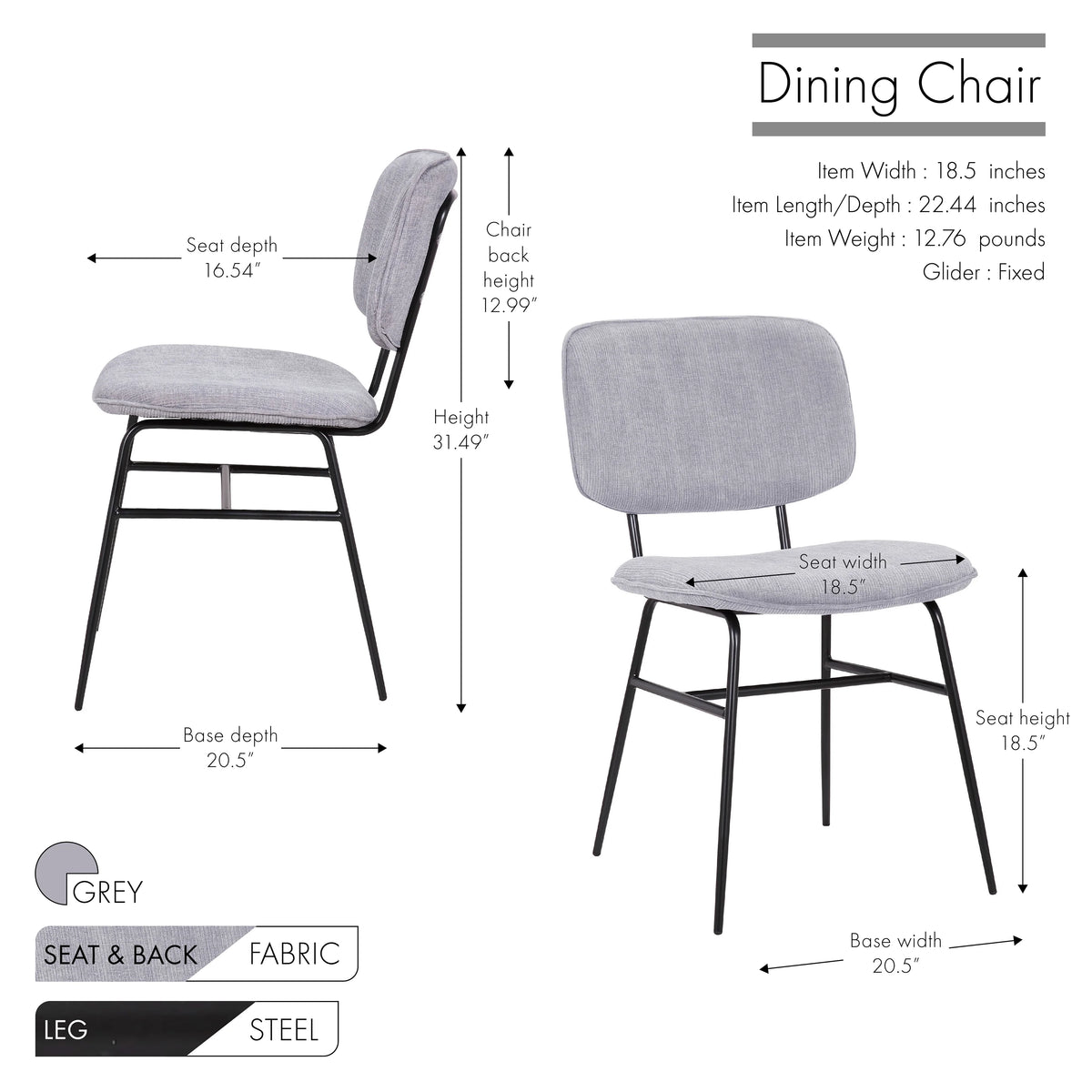 Set Of 2 Velvet Dining Chairs F2343
