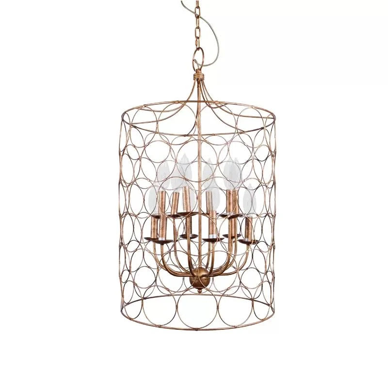 12-Light Candle Style Drum Chandelier Gold M558