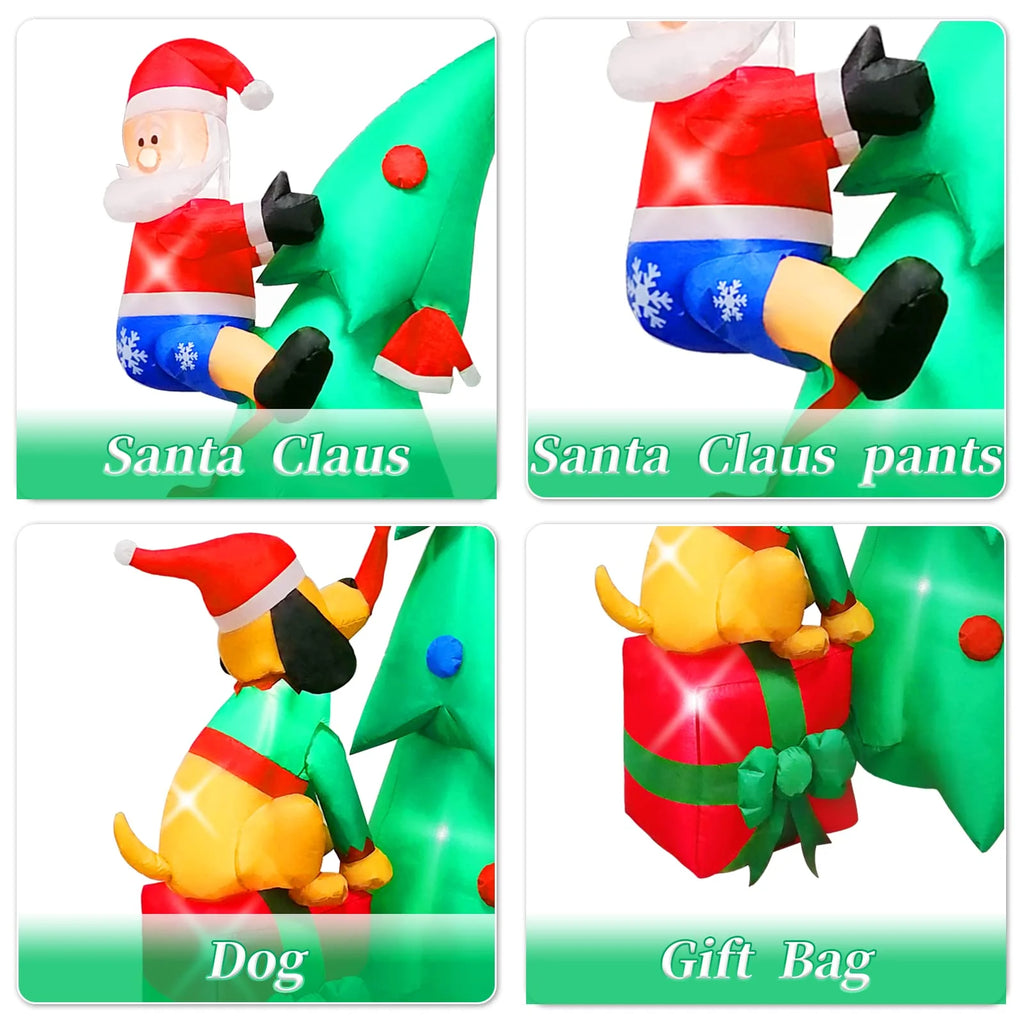 7ft Christmas Inflatable Santa Claus with Dog, 6 LED Lights Z995