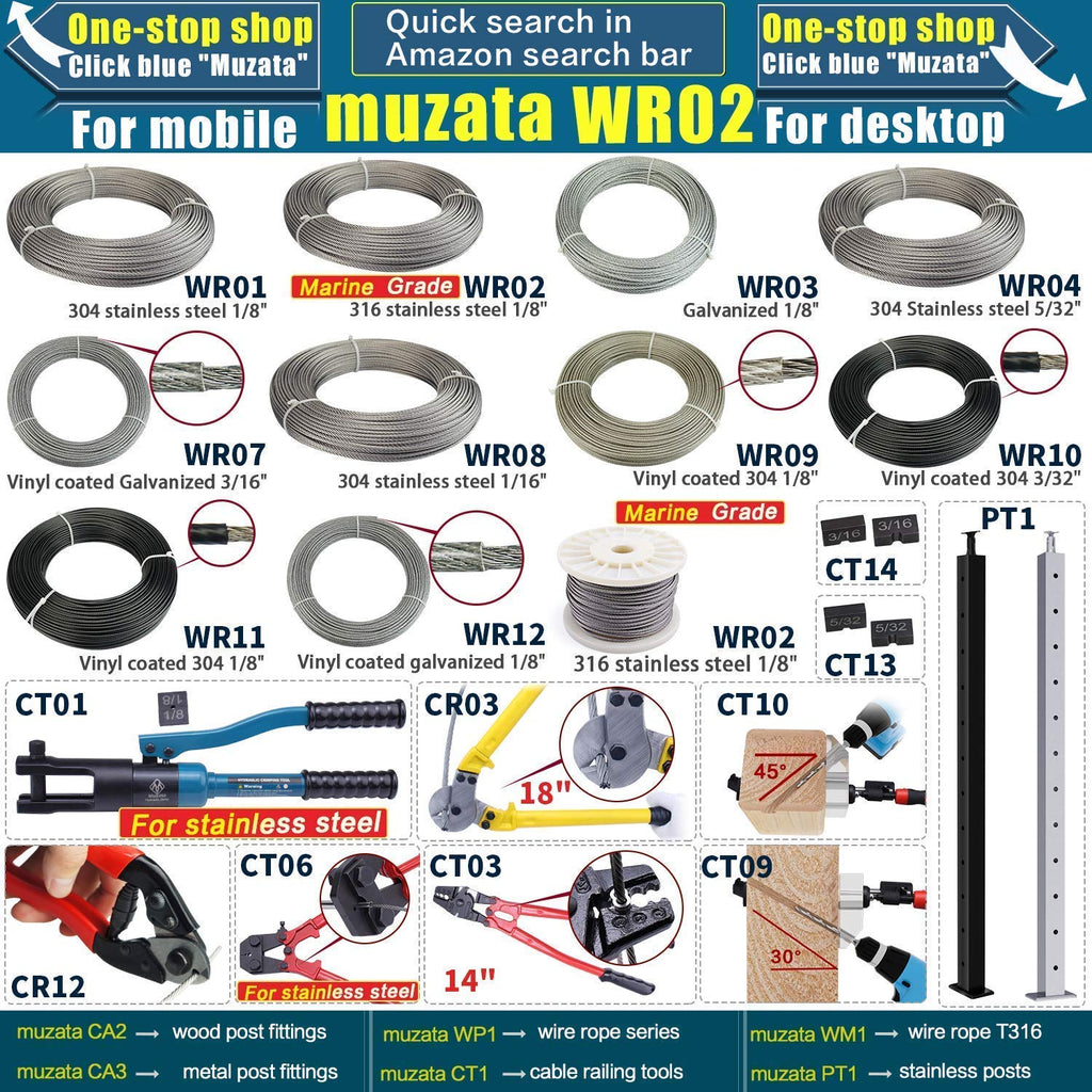5 Pairs 1/8 T316 Stainless Steel Cable Railing Hardware Kit Q911891