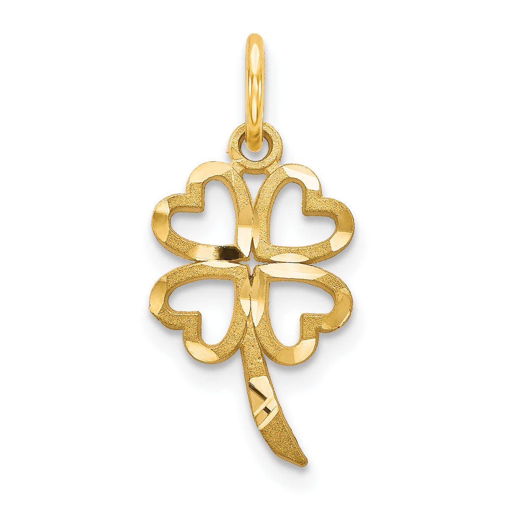 14K Yellow Gold 4 Leaf Clover Pendant Charm with Rope Chain Necklace 20'' C691790