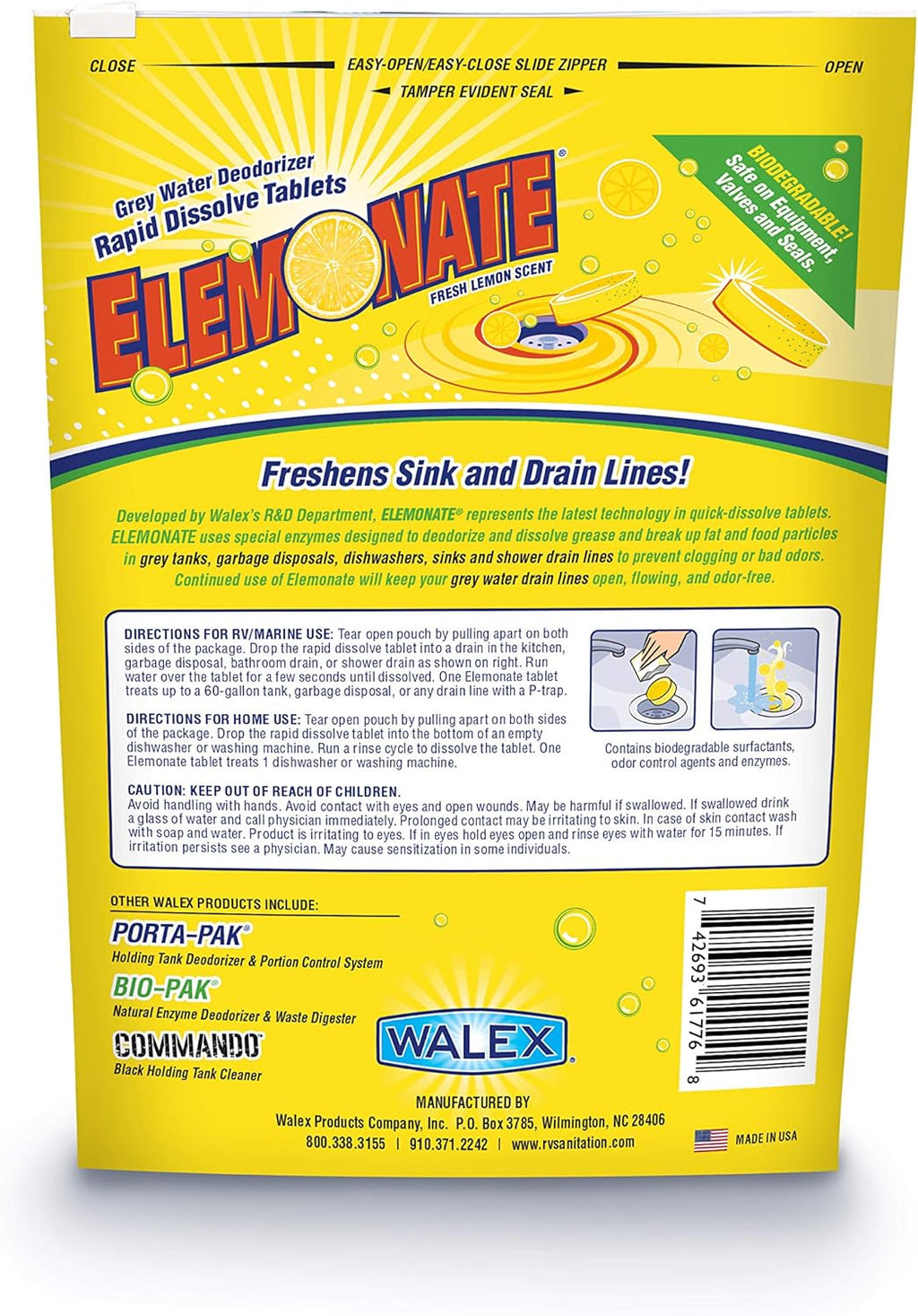 Grey Water Deodorizer Drop-Ins, Fresh Lemon Scent (12) S73818