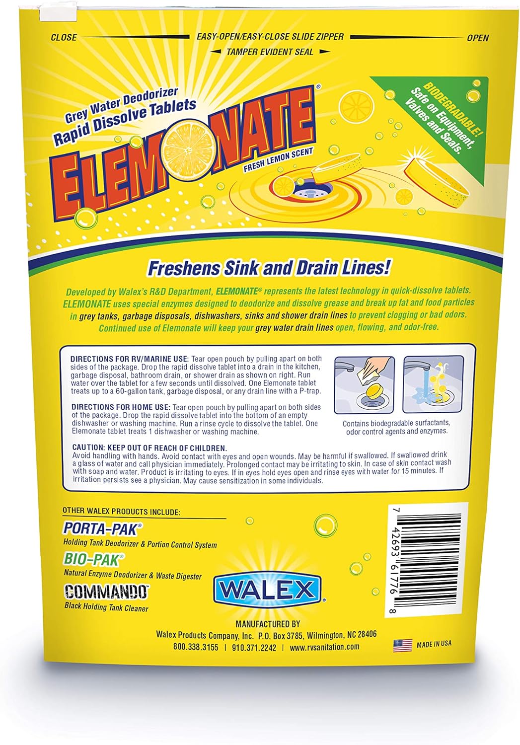 Grey Water Deodorizer Drop-Ins, Fresh Lemon Scent (12) S73818