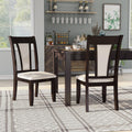 Slatted Dark Cherry Padded Dining Chairs Set of 2 K58344