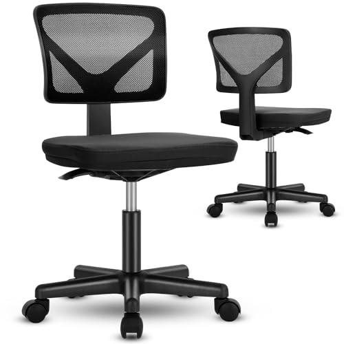 Black Ergonomic Mesh Mid Back Armless Desk Chair with Wheels K731