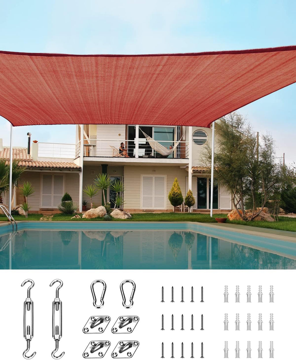 20X20FT 185G HDPE Square Sun Shade Sail Canopy (White) S504252