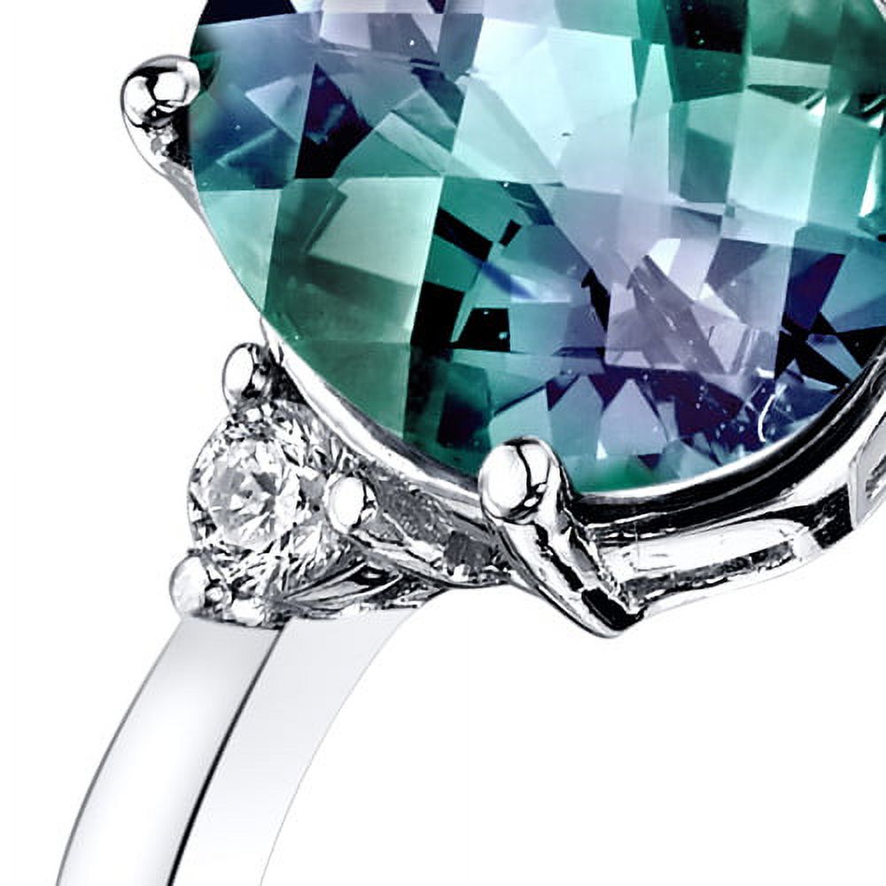 Oval-Cut Created Alexandrite and Diamond Accent 14kt White Gold Ring J5373