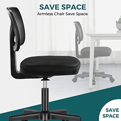 Black Ergonomic Mesh Mid Back Armless Desk Chair with Wheels K731