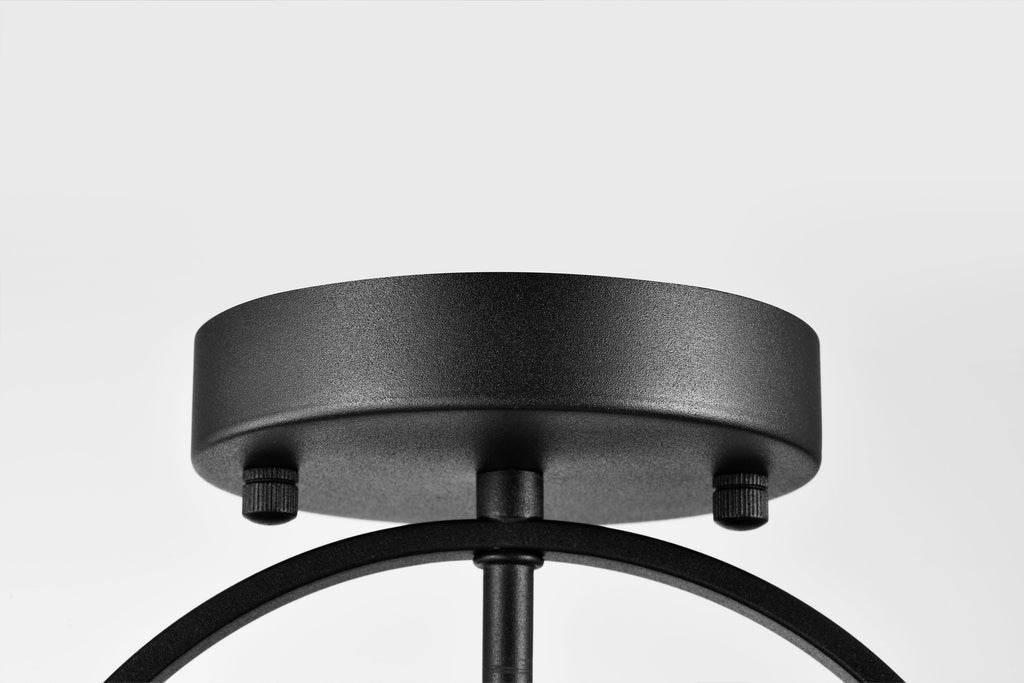 Black 1-Light Semi Flush Mount Ceiling Light with Opal Glass Shade Z63774