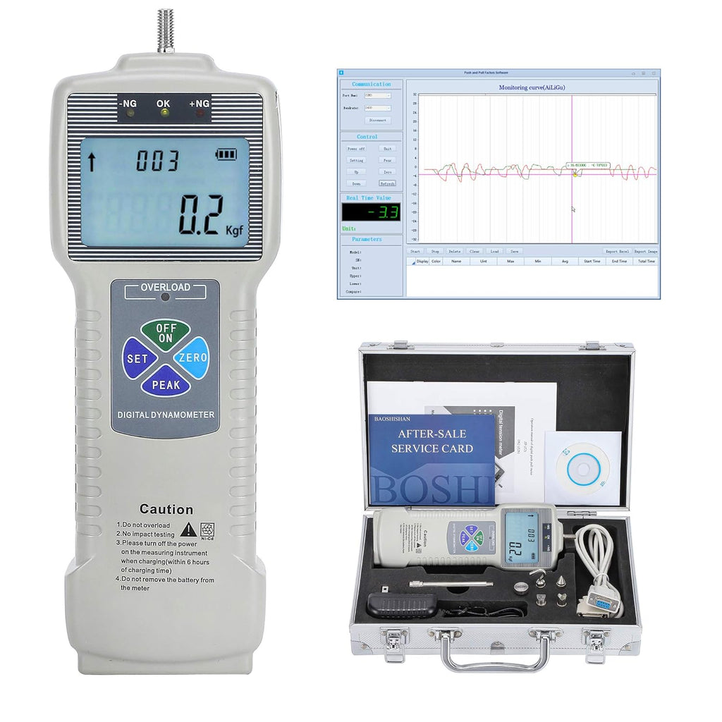 Digital Force Gauge Push Pull Gauge with Carrying Case, LCD Backlit Display, Metal Enclosures B55387