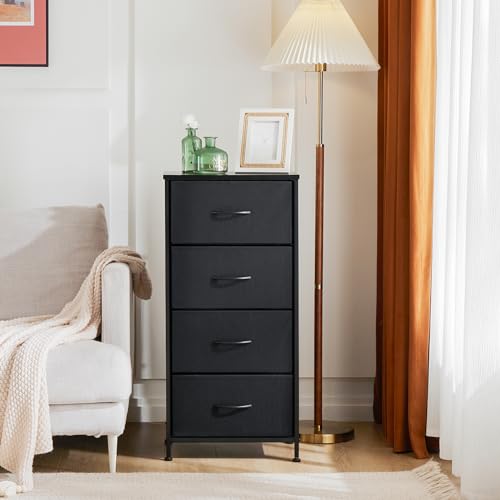 Black 4 Fabric Drawers Nightstand Y940688