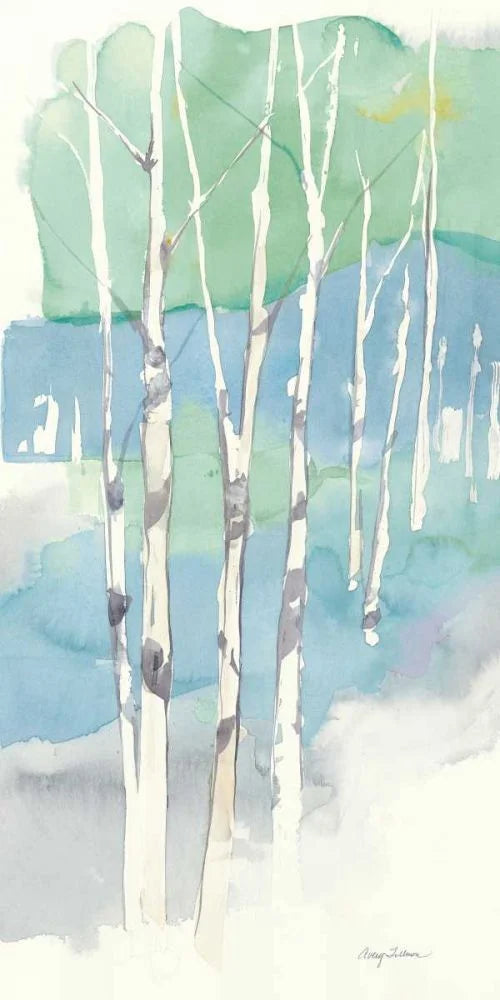 Aspens Panel II 11x18 Black Ornate Wood Framed Art Print K692