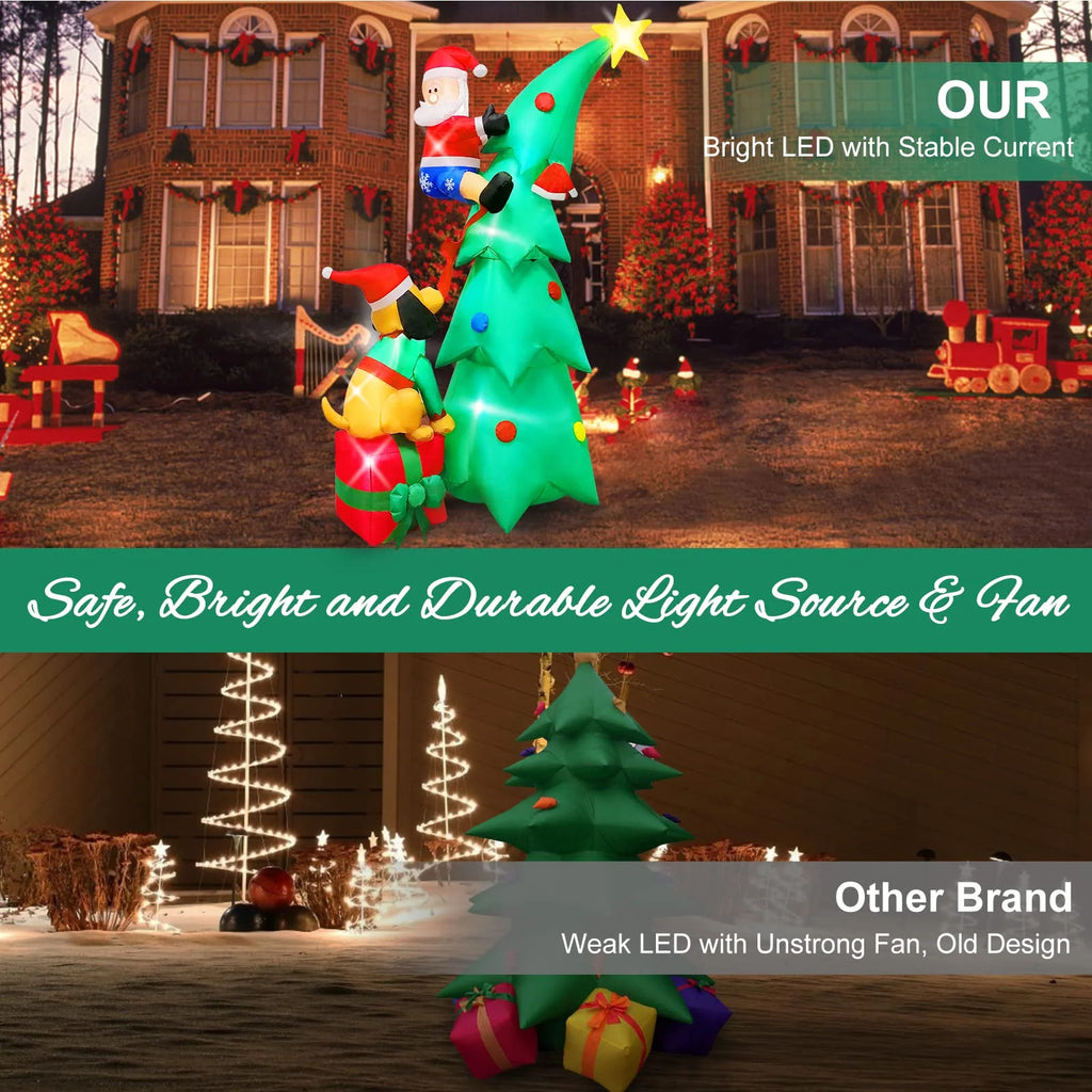 7ft Christmas Inflatable Santa Claus with Dog, 6 LED Lights Z995