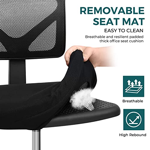Black Ergonomic Mesh Mid Back Armless Desk Chair with Wheels K731