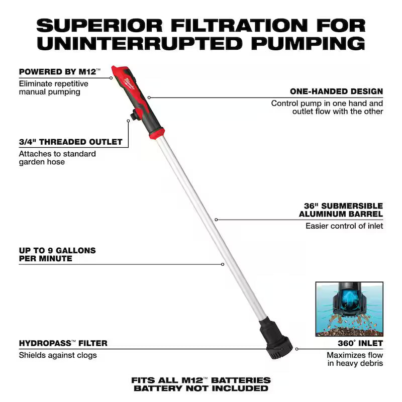 12-Volt Cordless Submersible Water Transfer Pump A365