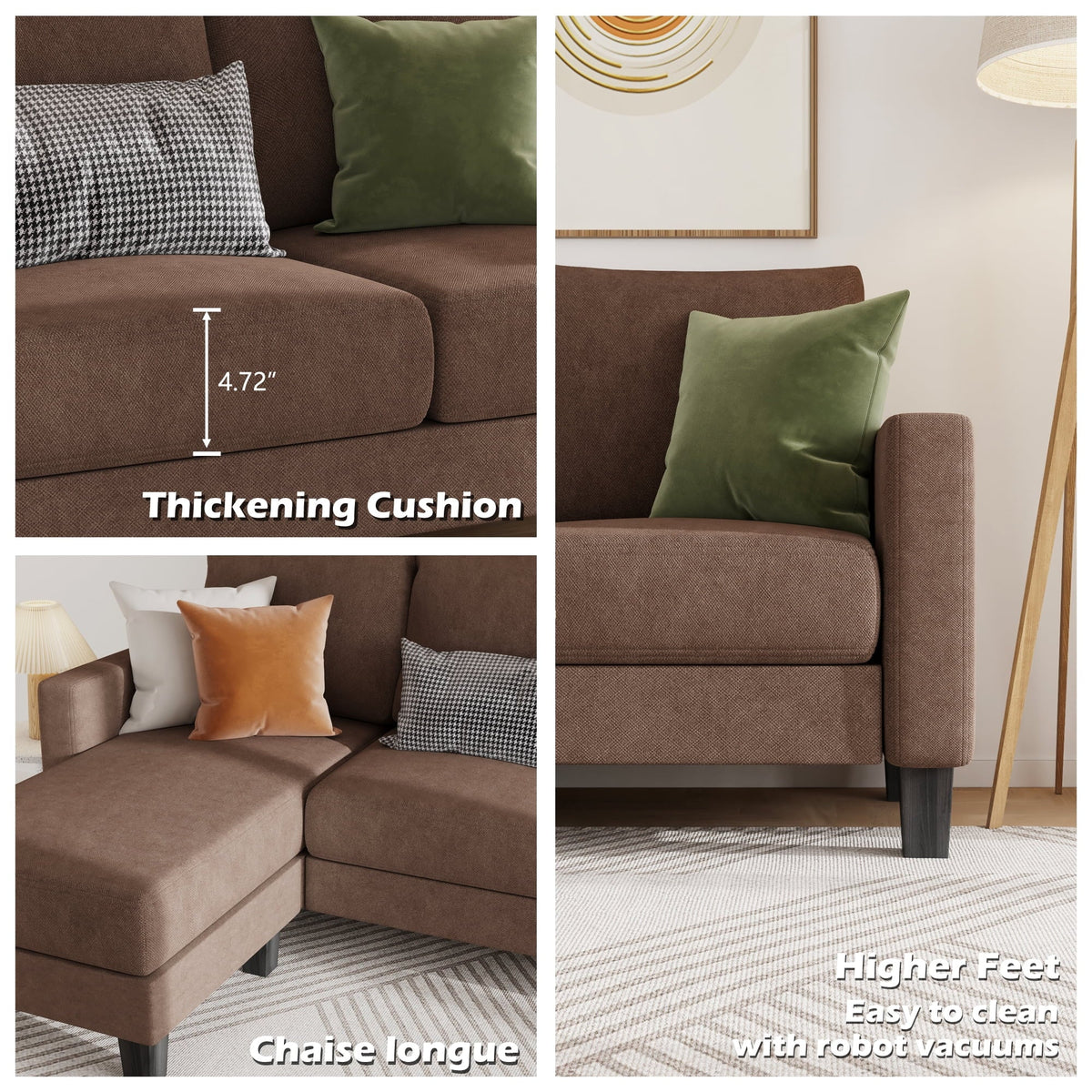 Light Gray L-Shaped Sectional Sofa T93492