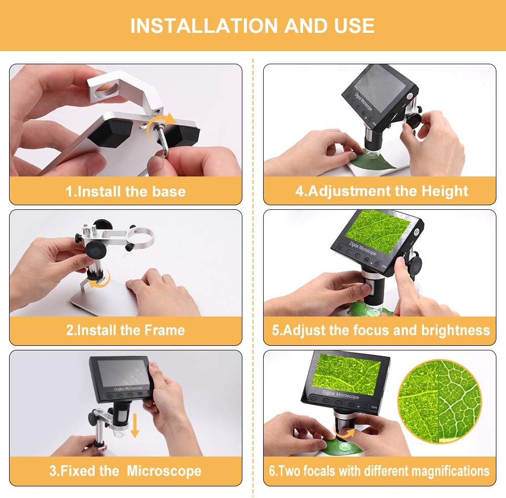 4.3 inch 50X-1000X Magnification 720P LCD Digital Microscope Camera K320