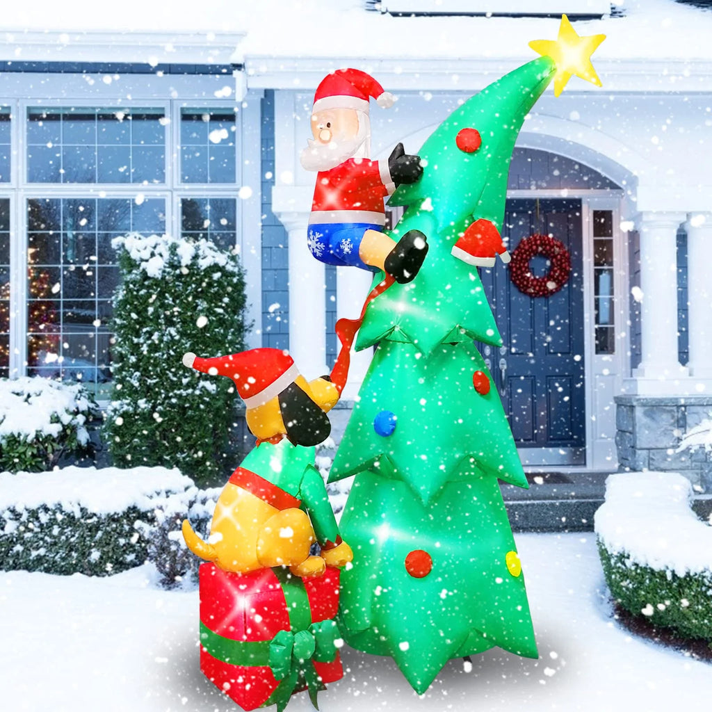 7ft Christmas Inflatable Santa Claus with Dog, 6 LED Lights Z995