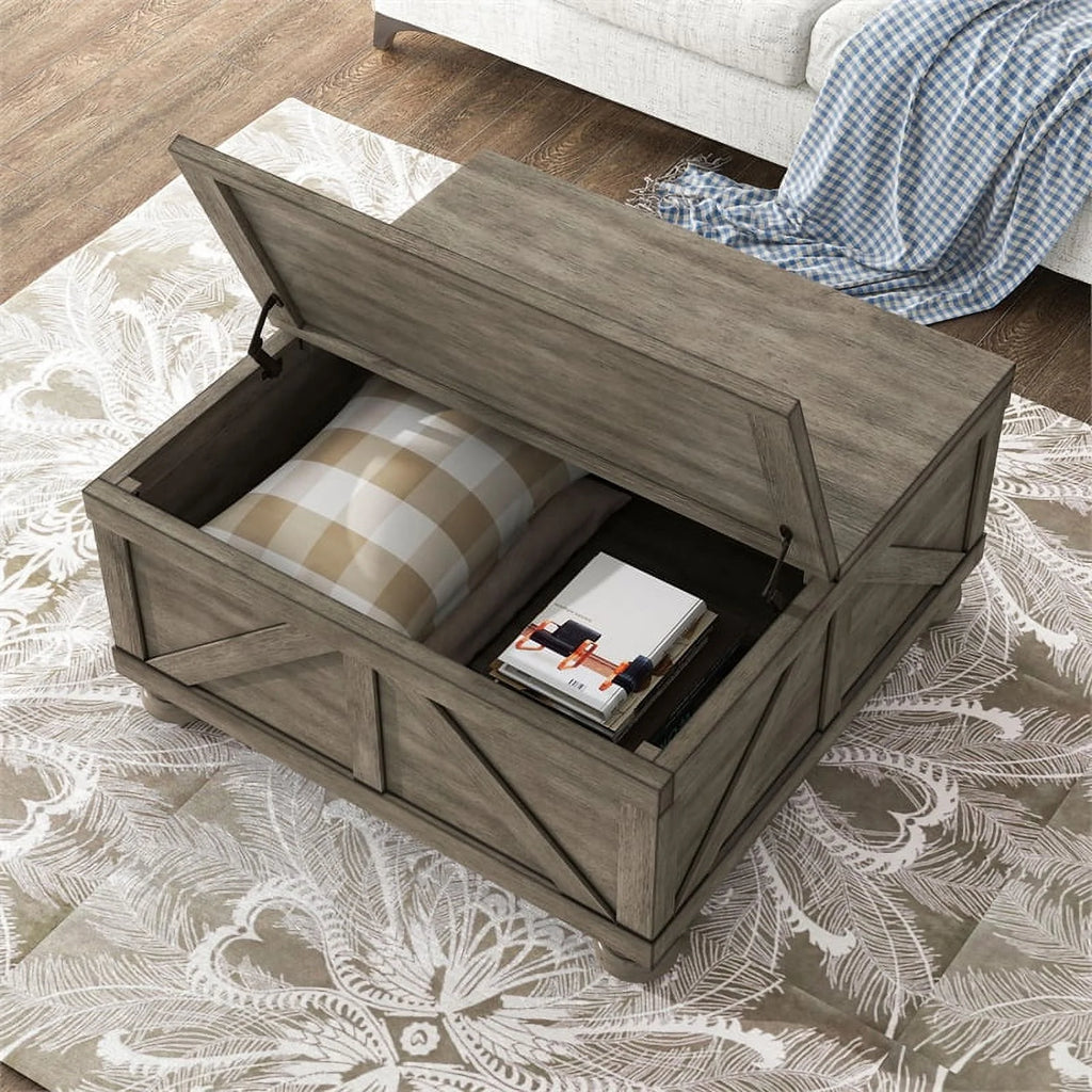 Gray Wood Hidden Storage Coffee Table R159