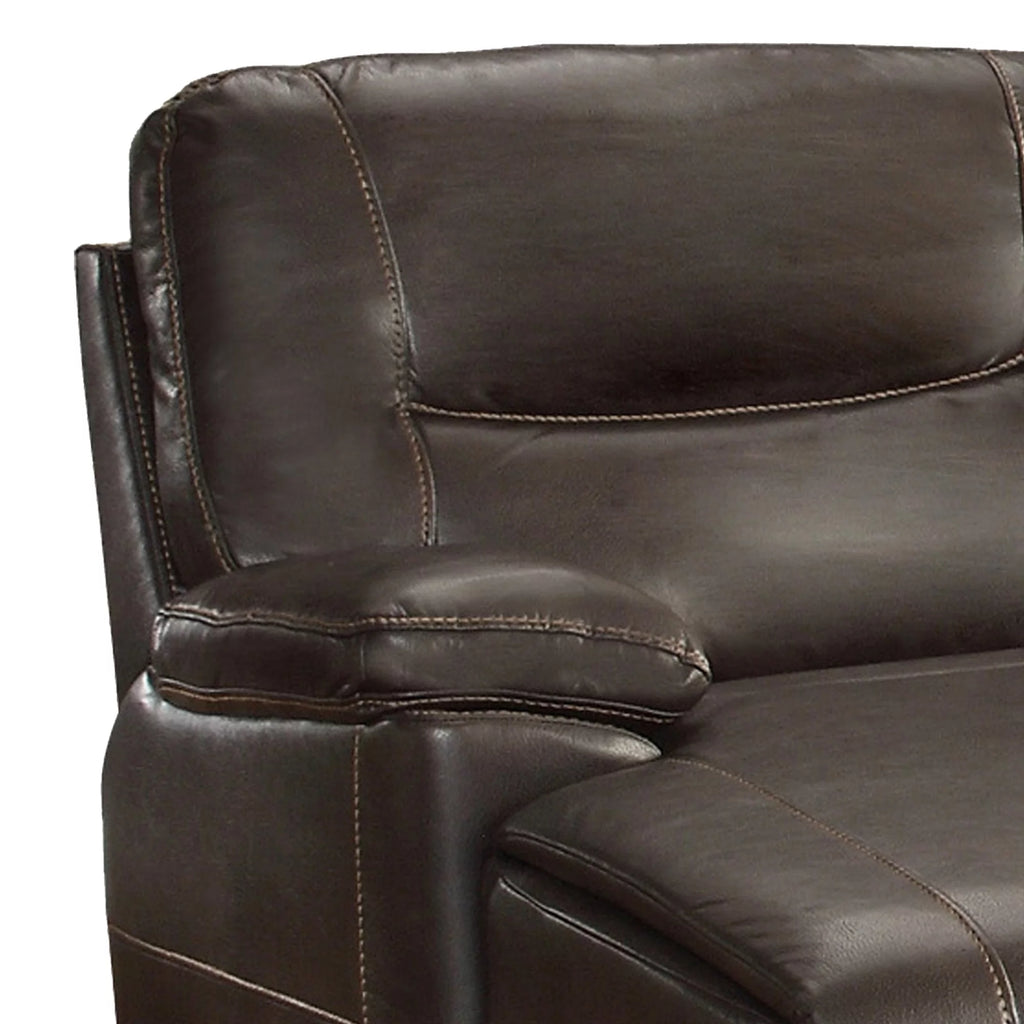Brown Vegan Faux Leather Chaise Recliner Y225917