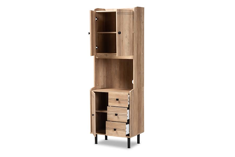 Oak Brown 3-Drawer Kitchen Storage Cabinet V4414