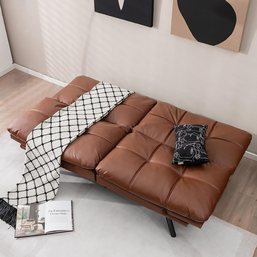 Brown Memory Foam Futon Sofa Bed with Adjustable Backrest M46723