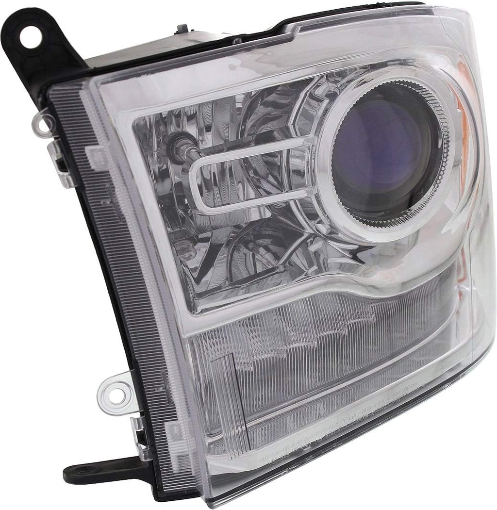 Headlight Assembly Compatible with 2013-2018 Ram 1500 2500 3500 Halogen Projector Type Chrome Driver Side C113