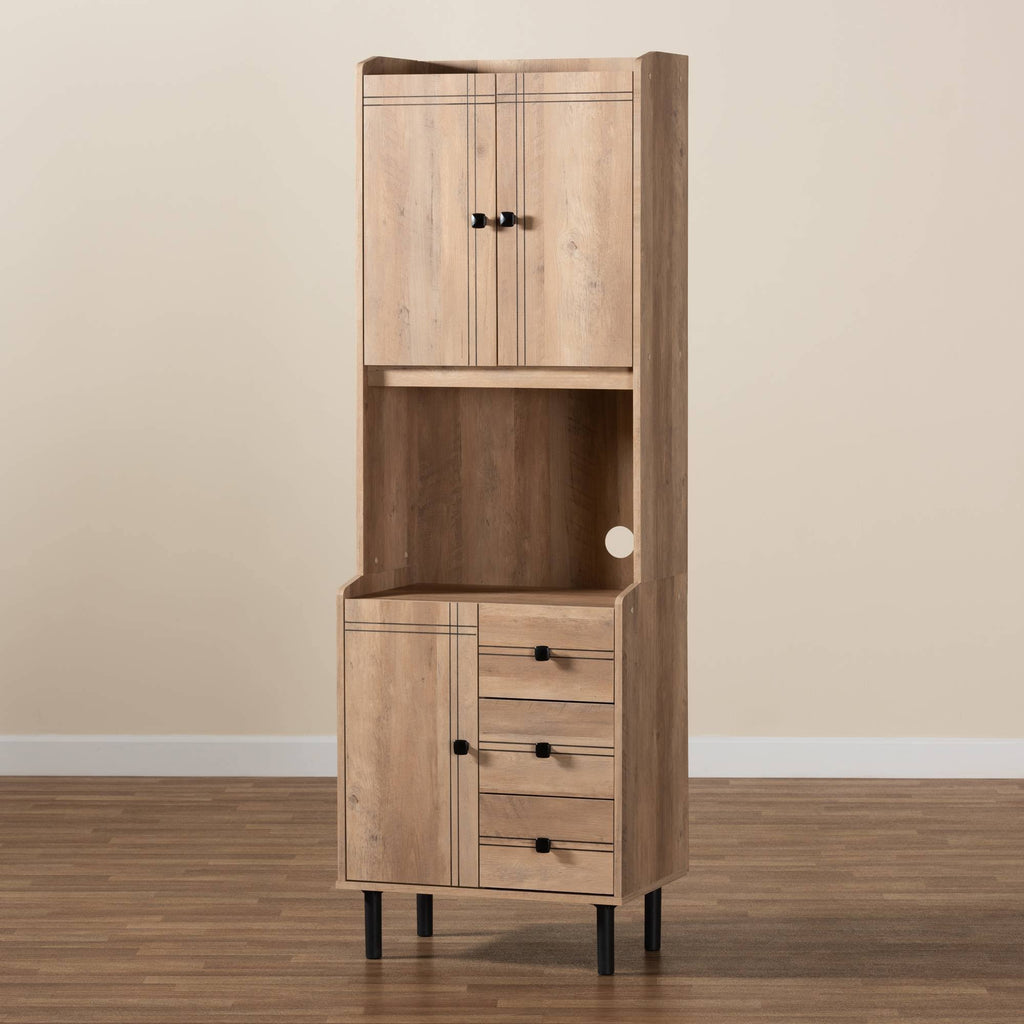 Oak Brown 3-Drawer Kitchen Storage Cabinet V4414