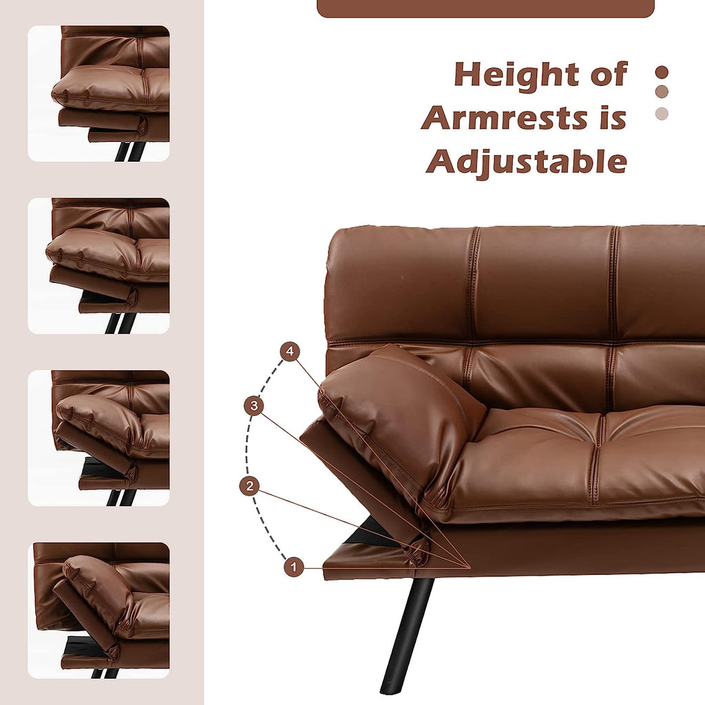 Brown Memory Foam Futon Sofa Bed with Adjustable Backrest M46723