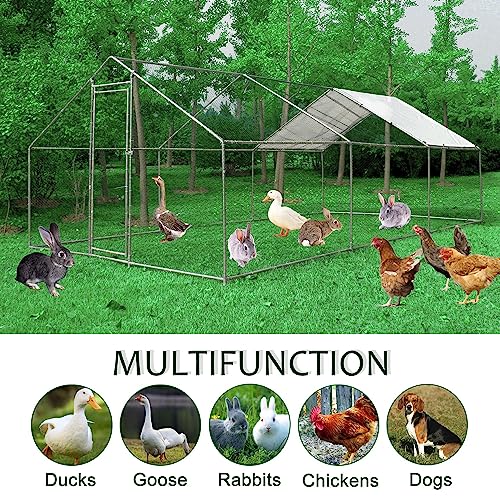 Extra Large Metal Walk-in Chicken Coop with Waterproof Cover L399