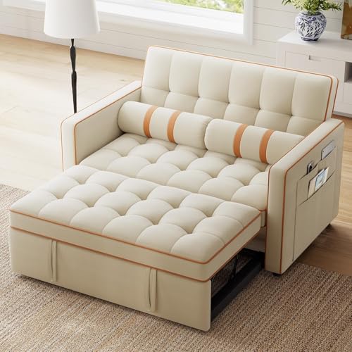 3-in-1 Convertible Sleeper Sofa with USB Charging and Side Pockets E931006