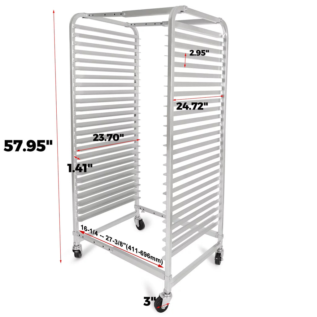 25 Tier Aluminum Bakery Rack with Lockable Wheels B628