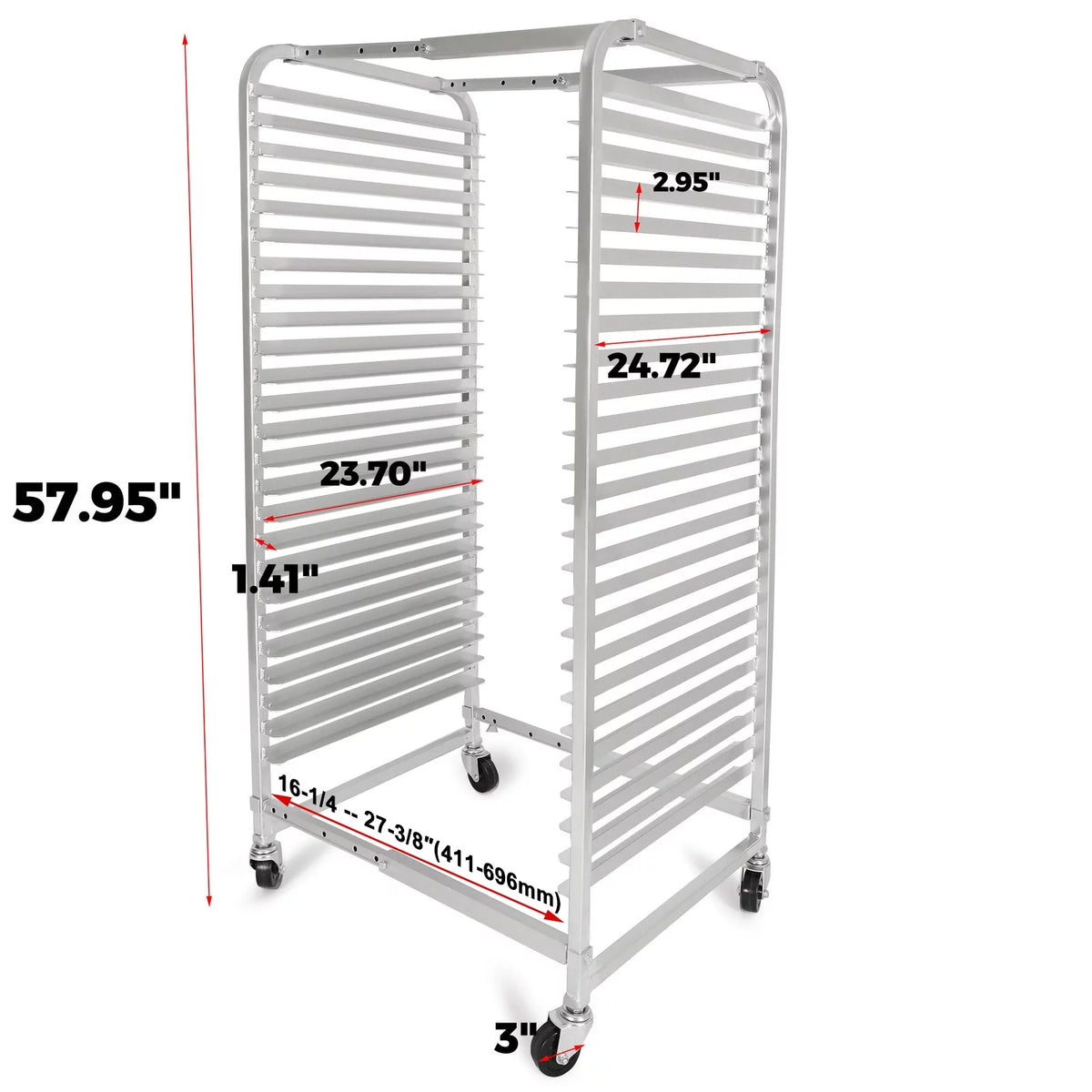 25 Tier Aluminum Bakery Rack with Lockable Wheels B628