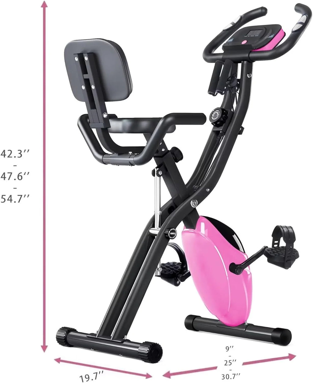 Foldable Magnetic Exercise Bike 300 lbs with Backrest K7383