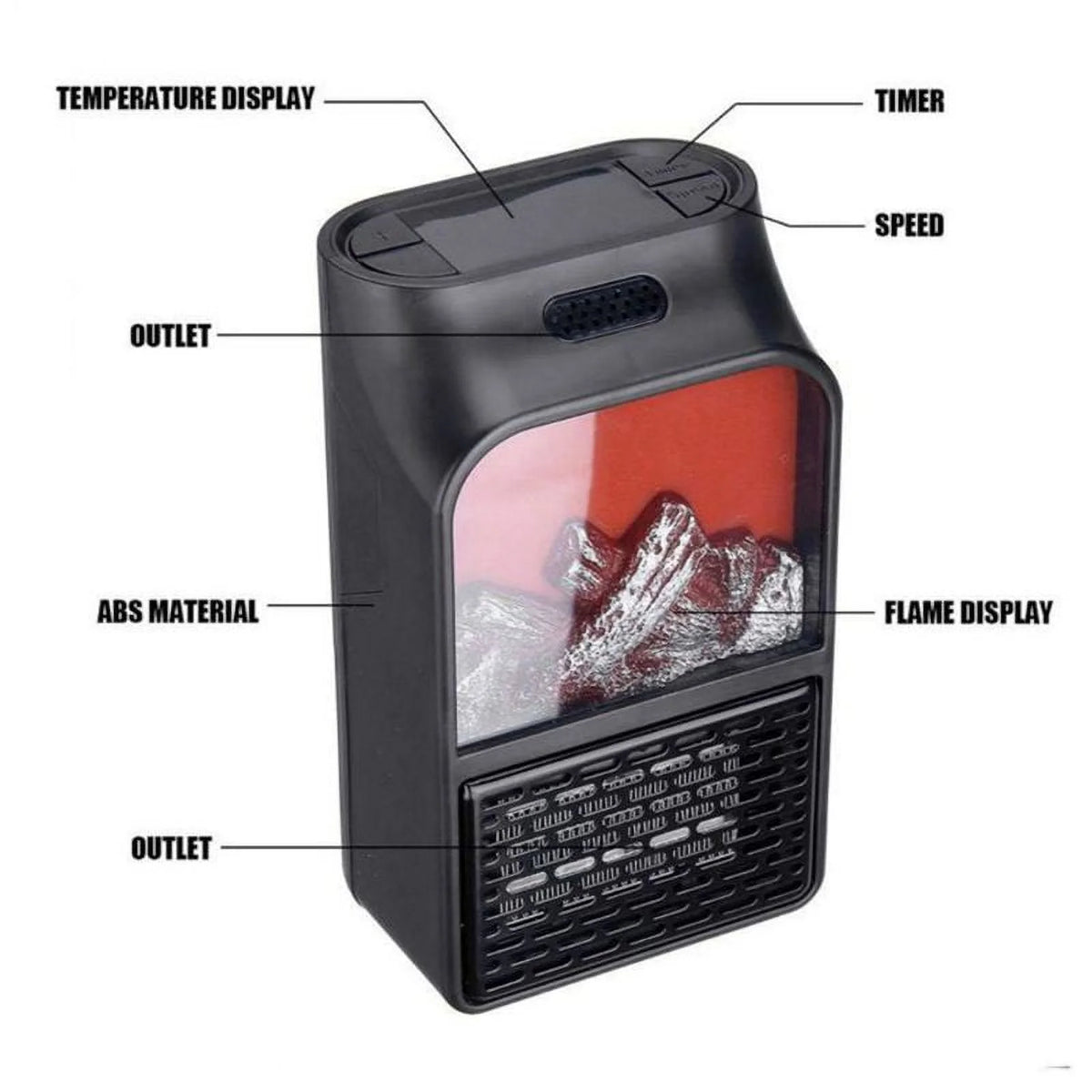 900W Mini Black Ceramic Electric Heater F370