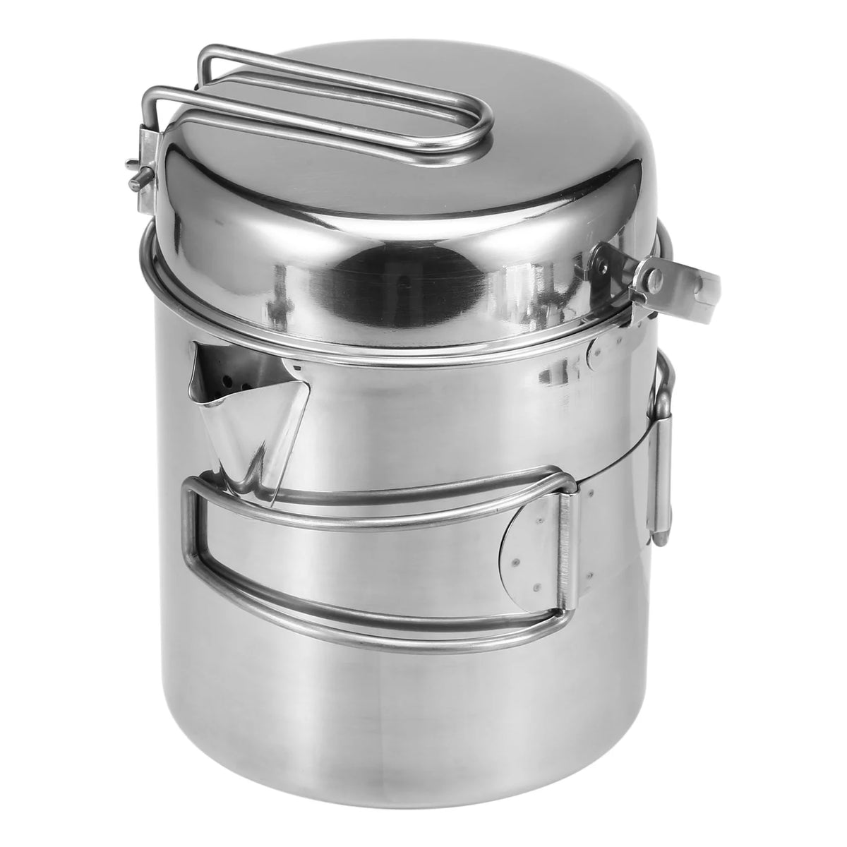 1L Stainless Steel Camping Kettle with Foldable Handle Q506571