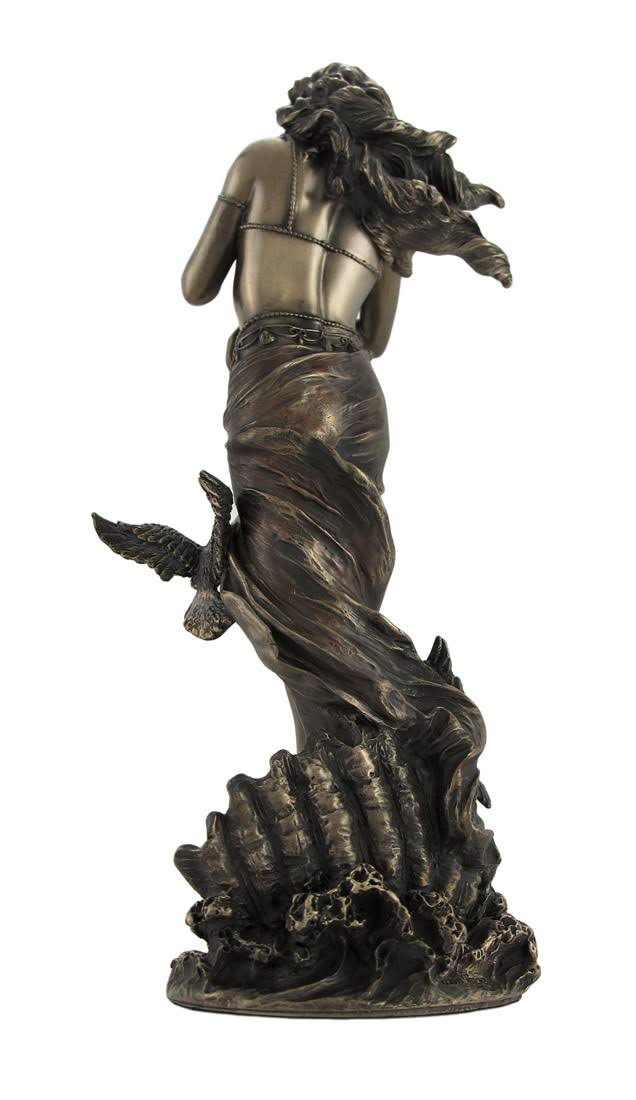 Bronzed Aphrodite with Doves on Scallop Shell Statue Q866