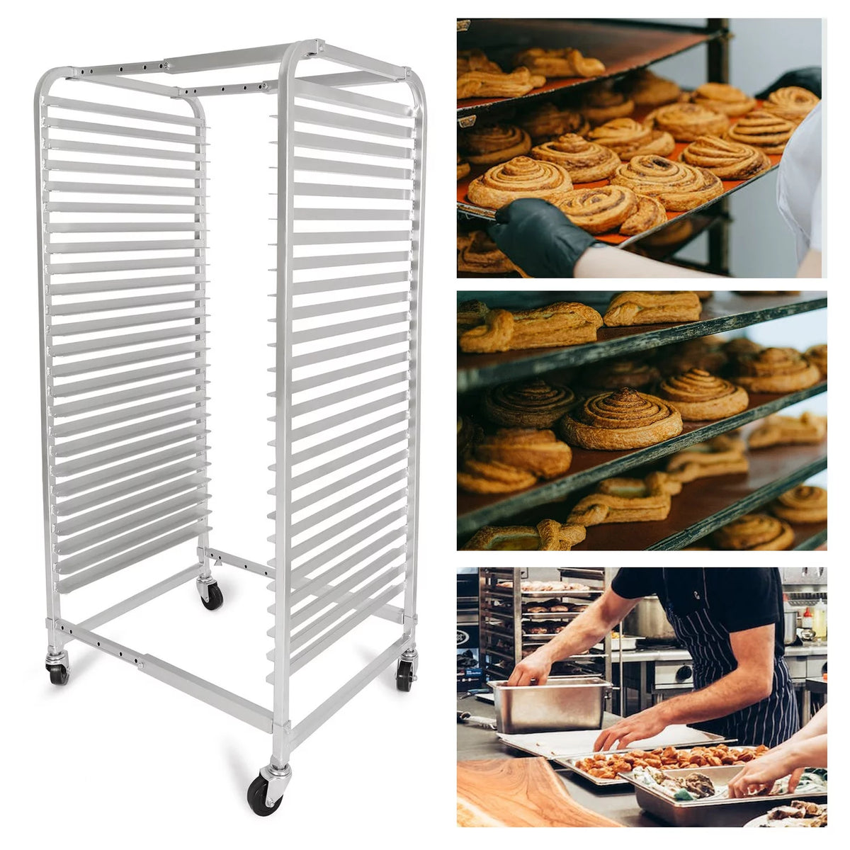 25 Tier Aluminum Bakery Rack with Lockable Wheels B628