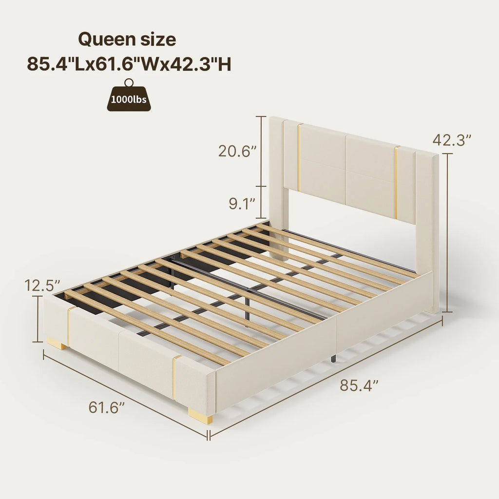 Queen Size Fabric Upholstered Bed Frame E209155