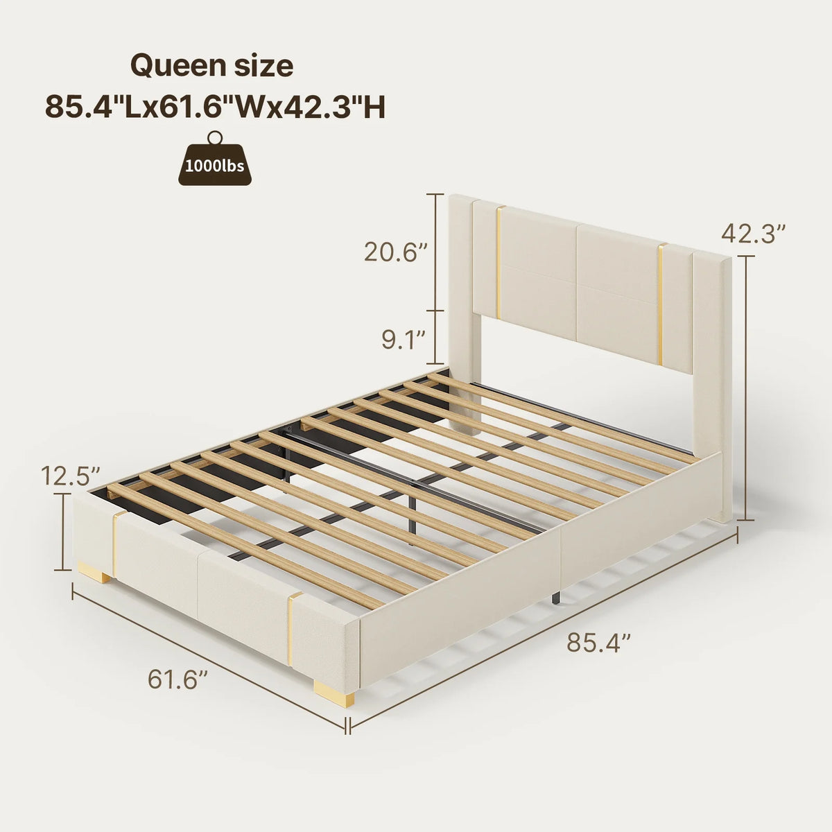 Queen Size Fabric Upholstered Bed Frame E209155