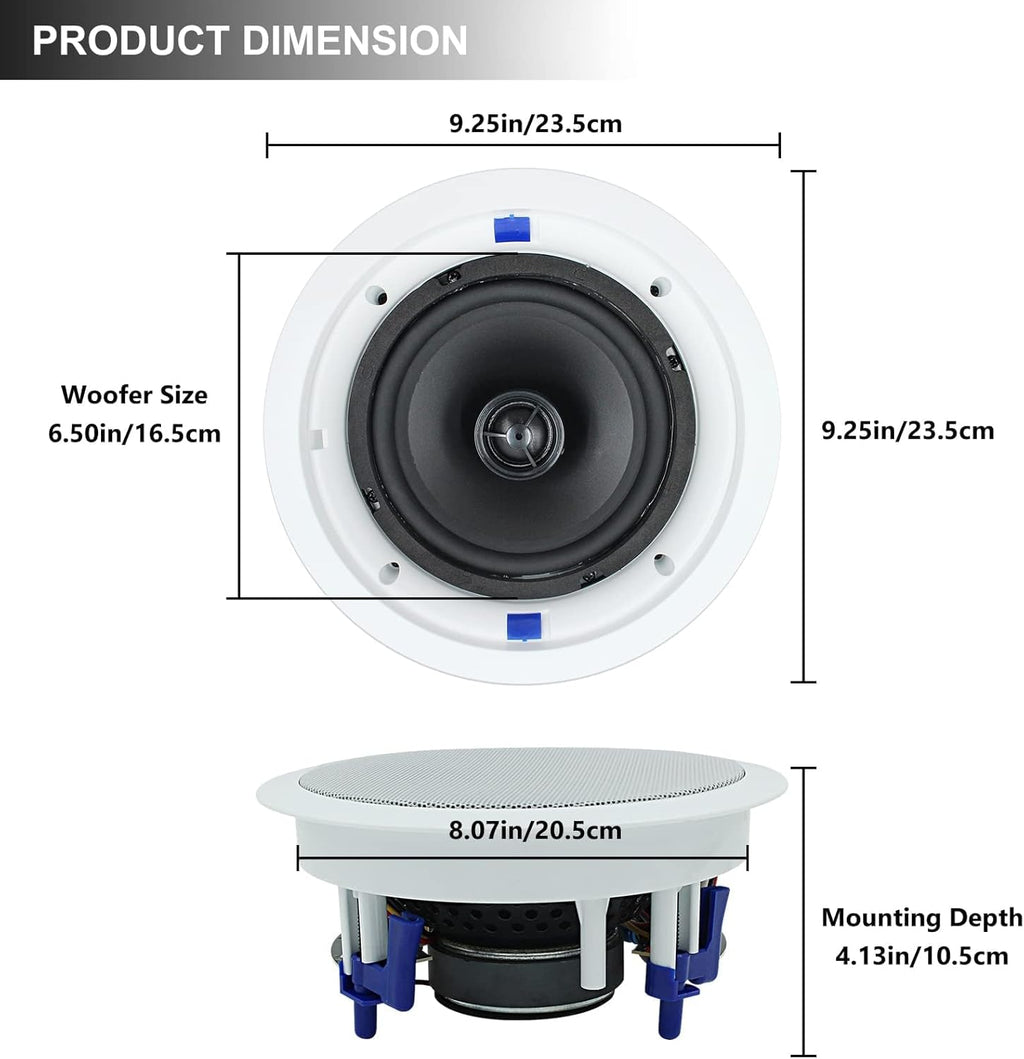 6.5'' 600Watts 2-Way Bluetooth Ceiling Speakers（4 Speakers） A51090