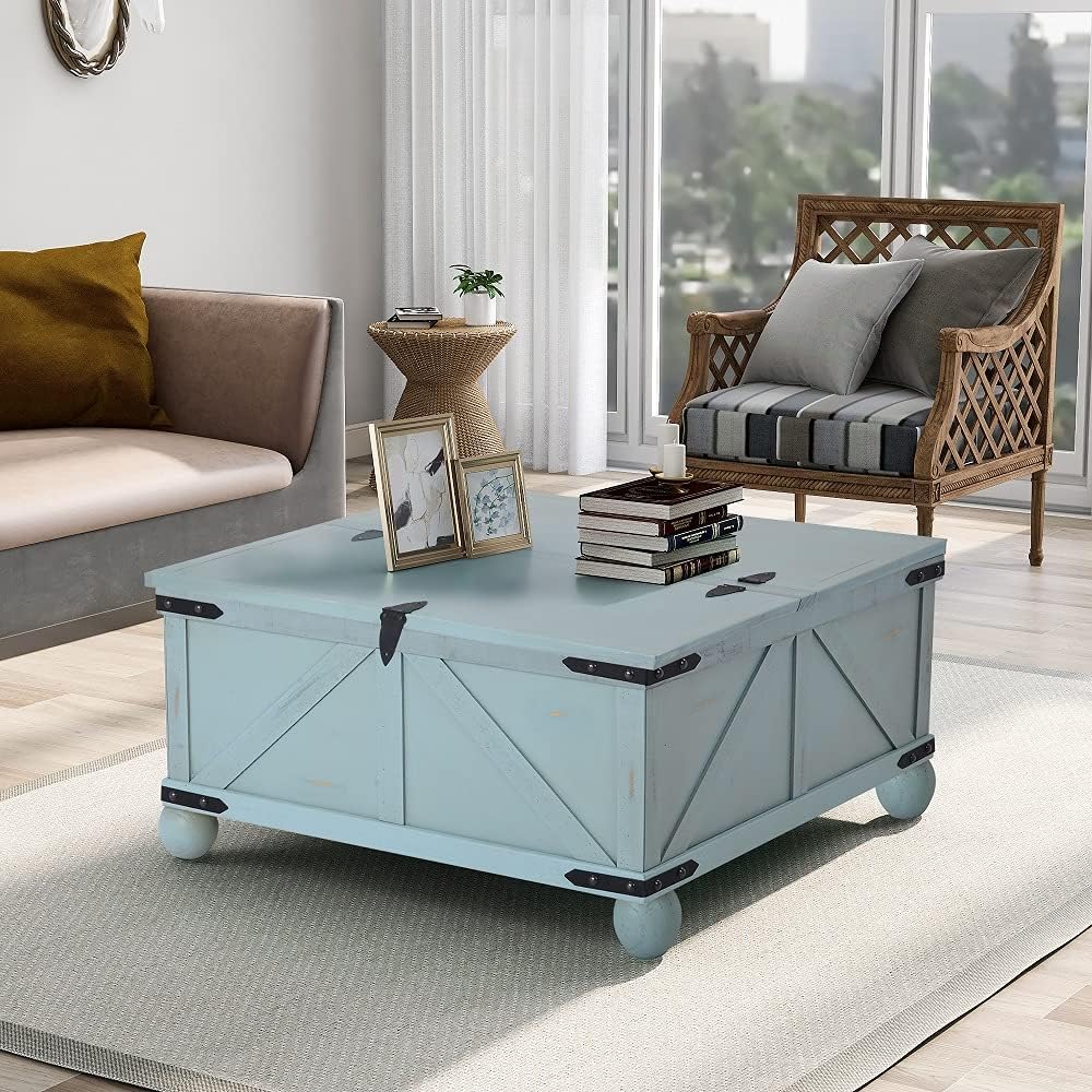 Gray Coffee Table with Drawer and Storage Shelf X231
