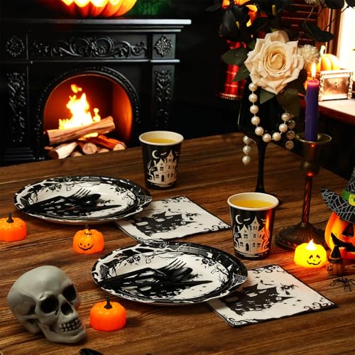 500 Pcs Halloween Party Supplies Plates Cups Napkins and Cutlery Set U909674