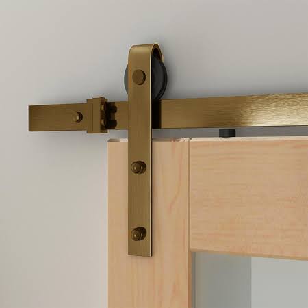 Soft-Close Satin Brass PVD Rolling Door Hardware Kit M9421